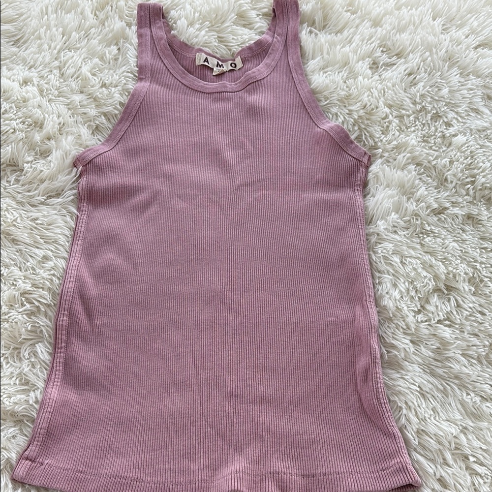 Pink Ribbed Tank Top